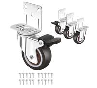 Rersduyt Side Mount Casters,Casters Set of 4 with Brake,L-Shape Plate Small Wheels for Furniture,Cabinet Casters,1.5 in(L-Shape)