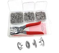 Rersduyt Snap Fasteners Kit 200 Sets, 9.5mm Fabric Snaps Clothing Snaps No Sewing,Stainless Steel Button Snaps with Snap Pliers
