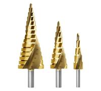 Rersduyt Step Drill Bit Set, 3Pcs Titanium Step Drill Bits, Metric 4mm to 32mm HSS6542 Drill Cone Bits for Metal, Wood, PVC B