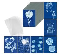 Rersduyt Sun Print Paper Kit, 100 Sheet Cyanotype Paper with 4 Sheet Acrylic Panel, A5 Sun Art Paper, Solar Printing Art Paper