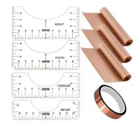 Rersduyt Tshirt Ruler PTFE Sheets Heat Tape, 3 PTFE Sheets for Heat 16x12Inch, Tshirt Ruler Guide for Vinyl Alignment