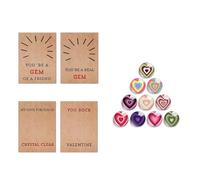 Rersduyt Valentine's Day Handmade Greeting Card Set of Valentines Cards with Heart Shape Stones 12 Pack