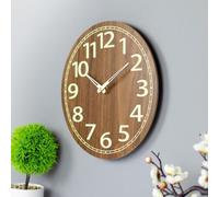 Rersduyt Wooden Glow in the Dark Clock, 12 Inch Silent Non-Ticking, Energy-Absorbing Luminous Wall Clock for Bedroom Living Room