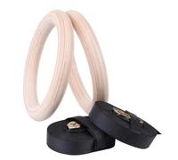 Rersduyt Wooden Gymnastic Rings Adjustable Straps Door Anchor Foot Straps for Bodyweight Fitness