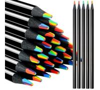 Rersduyt Wooden Rainbow Pencils, Multicolored Pencils Assorted Colors Art-Supplies for Drawing Coloring Sketching 24Pcs