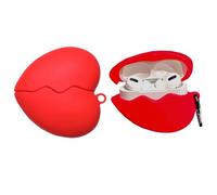 Rertnocnf Case Compatible with 2024 Airpods 4, 3D Cute Character Love Heart Keychain Cover, Portable Earbuds Accessories Soft Silicone Shockproof Wireless Earphone Protector with Hook Red