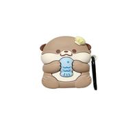Rertnocnf Case Compatible with 2024 Airpods 4, 3D Cute Kawaii Baby Otter Design Keychain Case Cover, Portable Earbuds Accessories Soft Silicone Shockproof Wireless Earphone Protector with Hook