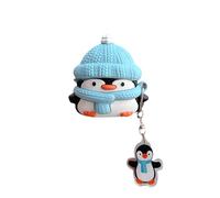 Rertnocnf Case Compatible with 2024 Airpods 4, 3D Cute Kawaii Character Hat Scarf Penguin Keychain Cover,Portable Earbuds Accessories Soft Silicone Shockproof Wireless Earphone Protector with Pendant