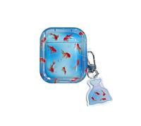 Rertnocnf Case Compatible with 2024 Airpods 4,Cute Fish Pattern Portable Earbuds Accessories Soft TPU Wireless Earphone Shockproof Protector with Fish Bag Keychain for Girls Women