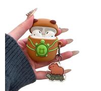 Rertnocnf Case Compatible with 2024 Airpods 4, Cute Kawaii Turtle Capybara Design Portable Cartoon Earbuds Accessories Soft Silicone Wireless Earphone Shockproof Protector with Keychain
