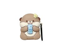 Rertnocnf Case Compatible with Airpods 1 & 2, 3D Cute Kawaii Baby Otter Design Keychain Case Cover, Portable Earbuds Accessories Soft Silicone Shockproof Wireless Earphone Protector with Hook