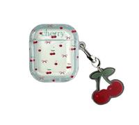 Rertnocnf Case Compatible with Airpods 1 & 2, Cute Cherry Pattern Earbuds, Soft TPU Anti-Scratch Shockproof Waterproof Wireless Headphone Protective Cover with Pendant