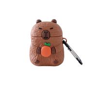 Rertnocnf Case Compatible with Airpods 1 & 2, Cute Kawaii Capybara Design Earbuds Cover, Kids Boys Girls Portable Accessories Soft Silicone Wireless Earphone Shockproof Protector for Gifts Brown