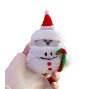 Rertnocnf Case Compatible with Airpods 3, Cute Christmas Hat Snowman Design Portable Shockproof Soft Warm Plush Wireless Bluetooth Earphone Shockproof Protection with Hook White