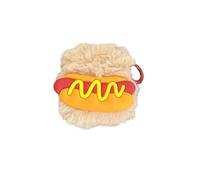Rertnocnf Case Compatible with Airpods Pro2 Cute Character Funny Hot Dog Pattern Portable Shockproof Soft Warm Plush Wireless Bluetooth Earphone Shockproof with Hook Brown