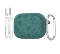 Rertnocnf Compatible with AirPods 4 Case, Cute Flower Engraved Cover Compatible with AirPod 4 Case 2024, Soft Silicone All-in-One Lid Earphone Shockproof Protector with Carabiner & Cleaning Kit
