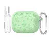 Rertnocnf Compatible with AirPods Pro 3 Case,Cute Flower Engraved Cover Compatible with AirPod Pro 3 Case 2025,Soft Silicone All-in-One Lid Earphone Protector with Carabiner & Cleaning Kit