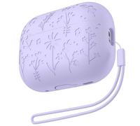 Rertnocnf Compatible with AirPods Pro/Pro2 Case, Cute Flower Engraved Cover Compatible with AirPod Pro/Pro2 Case, Soft Silicone All-in-One Lid Earphone Shockproof Protector with Carabiner