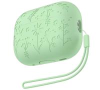 Rertnocnf Compatible with AirPods Pro/Pro2 Case, Cute Flower Engraved Cover Compatible with AirPod Pro/Pro2 Case, Soft Silicone All-in-One Lid Earphone Shockproof Protector with Carabiner