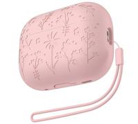 Rertnocnf Compatible with AirPods Pro/Pro2 Case, Cute Flower Engraved Cover Compatible with AirPod Pro/Pro2 Case, Soft Silicone All-in-One Lid Earphone Shockproof Protector with Carabiner