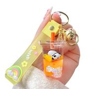 Rertnocnf Cute Keychain Animal Liquid Floating Kawaii Keychains Backpack Pendant Charm Wristlet Key Ring for Girl Women, K. Panda C-orange, 5 * 3 * 3.7 cm