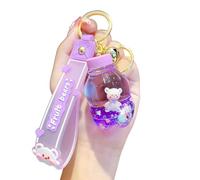 Rertnocnf Cute Keychain Animal Liquid Floating Kawaii Keychains Backpack Pendant Charm Wristlet Key Ring for Girl Women, X. Bear Purple-water Bottle, 5 * 3 * 3.7 cm
