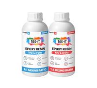 Res-iT Epoxy Resin Kit & Hardener, Crystal Clear, High-Gloss, Self-Levelling, UV Resistant, Non-Yellowing, DIY, Art, Jewellery Making, Woodworking, Non-Toxic, 1:1 Mix Ratio (1L Starter Kit)