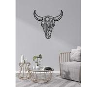 RESACO Cow Skull Metal Wall Art Western Wall Decor Western Home Decorations Southwestern Decor Desert Wall Sculptures for Living Room Bathroom Indoor Outdoor (Black 13in x13in)