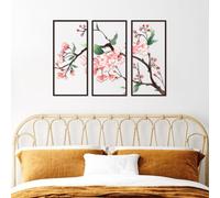 Resama 3 Pcs Black Metal Flower Wall Art - Minimalist Floral Sculpture, Modern Aesthetic Decor for Bedroom, Living Room, Bathroom & Office, Ink-style Begonia Flowers Hanging Decoration (28x17in)