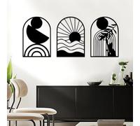Resama 3-Piece Boho Wall Art Set,Black Metal Modern Geometric Wall Art Minimalist Abstract Wall Art Hanging for Home Living Room Bedroom