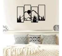 Resama 4 Pcs Mountain and Forest Metal Wall Decor, Modern Minimalist Line Drawing Peak Tree Wall Art, Home Hanging Sign for Bedroom Living Room Indoor&Outdoor (35x17 ''/ 90x43cm, Peak Sun)