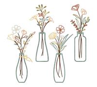 Resama 4 Pieces Metal Flowers Wall Art | Rustic Farmhouse Decor Minimalist Decor for Living Room Bathroom Bedroom Dining Room, Housewarming Gifts(Pastel)