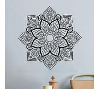 Resama Black Large Metal Round Mandala Wall Decor, Unique Lotus Flower Wall Art for Living Room Bedroom Bathroom Corridor Home room and Office decoration