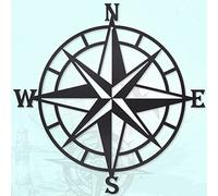 Resama Black Metal Decorative Nautical Compass Wall Décor, Ocean Theme Wall Hanging Art for Indoor and Outdoor
