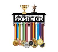 Resama Fashion Medal Hanger Holder Display Wall Rack Frame Shelf-Black Metal Medal Hanger with Trophy Shelf Awards Ribbon Cheer,Gymnastics,Soccer Easy to Install