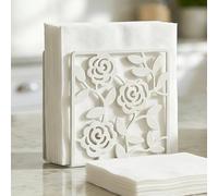 Resama Metal Napkin Holder for Table,Metal Rose Standing Napkin Holder for Kitchen Dining Tables & Countertops, Black Countertop Napkin Holders for Indoor & Outdoor,Unique Table Decor Gifts (White)
