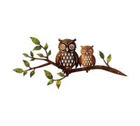 Resama Metal Owl Wall Art Decor, 2 Owls on Tree Branch Rustic Finished Iron Wall Hanging Sculpture, Nature Farmhouse Style Indoor Outdoor Metal Wall Decor for Living Room Bedroom Patio Home Ornament