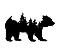 Resama Metal Wall Art Forest Modern Pine Tree Animal Bear Rustic Art Decor Wilderness Decoration Mountain Ornaments for Living Room Bedroom Indoor and Outdoor Supplies(Black)