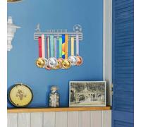 Resama Soccer Medal Hanger Holder Display Rack for Awards Ribbons Personalized Medal Sports Themed Race Ribbon Holder for Wall Metal Display for Men Boy Girl Kid Silver
