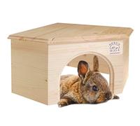 Resch No15 Rabbit corner house Natural solid wood made of spruce/Especially space-saving, with a large lying area on the roof