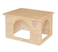 Resch No23 Guinea Pig House Natural solid wood made of spruce / with two large entrances and Rounded Corners 31x19x21cm (LxHxW)