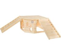 Resch No32 Rodent Corner XL Natural solid wood made of spruce/With 2 hidden entrances under the two staircases and an enormous roof patio area