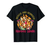 Rescue and Reindeer: Heroes Unite Firefighter Christmas Value Graphic T-Shirt