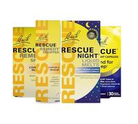 RESCUE Bach Flower Day & Night Bundle with Remedy Dropper 20ml, Remedy Spray 20ml, Night Liquid Melts & Night Capsules - 4-Item Bundle