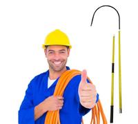 Rescue Hook, Insulated Rescue Hook, Insulating Rescue Pole, Epoxy Insulated Pole, Fire Electrician Anti-electrocution Rescue Hook, for Power Station/ Factory/ Auto Maintenance(2m/6.5ft)