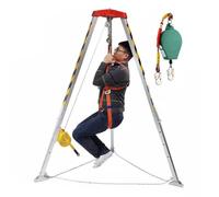 Rescue Kit Assembly, Kit Adjustable Rescue Entry, Fire Tools Derrick for Exploration Wells Manhole Sewer Tunnel(1800LBS Winch+Fall Protection)