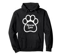 Rescue Love Elegant Script Inside Bright Paw Outline Graphic Pullover Hoodie