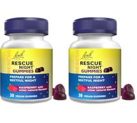 Rescue Night Gummies | Natural Bedtime Support | Bach Original Flower Essences | 30 Vegan Raspberry Flavoured Gummies | Help Prepare for Restful Sleep (Pack of 2)