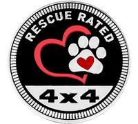 Rescue Paw Badge Rated Car Emblem, 4 x 4 Automotive Car Badge Decals Stickers 3D Metal Car Badges Round Emblem Decals Compatible with Jeep Wrangler Vehicles Trucks SUV + Mask Hook Emblems(ZS063)