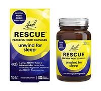 Bach Rescue Peaceful Night Capsules - Ashwagandha, Magnesium, Flower Essences - 30 Vegan Capsules